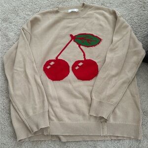 Shop Talulah Cherry Design Beige Sweater Sz M